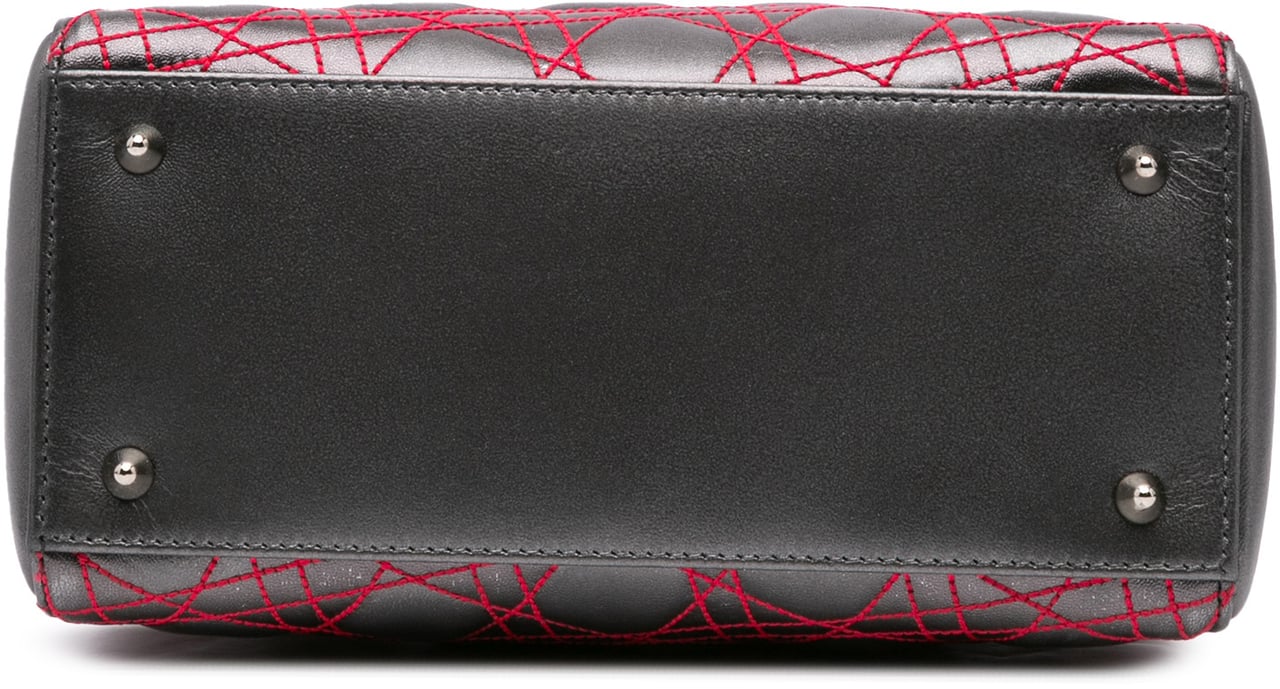 Dior Anselm Reyle Medium Metallic Lambskin Cannage Lady Dior Grijs