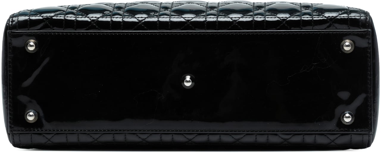 Dior Large Patent Cannage Lady Dior Zwart