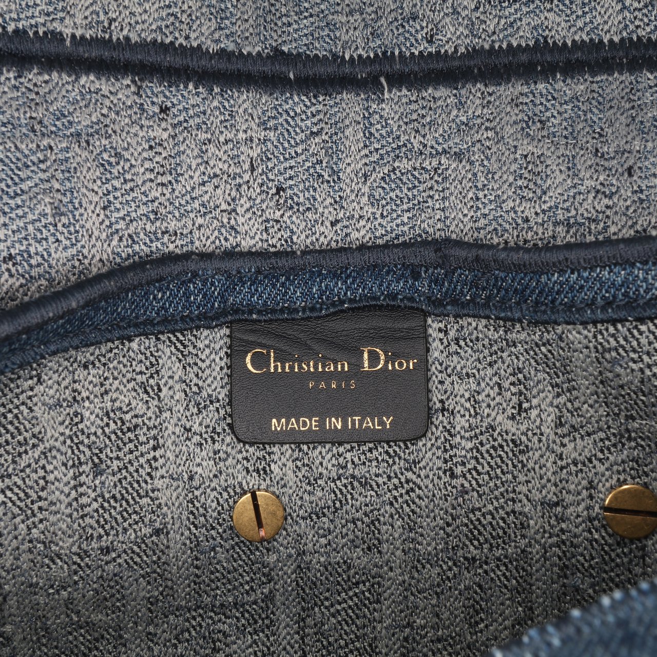 Dior Oblique Denim Embroidered Saddle Bag Blauw