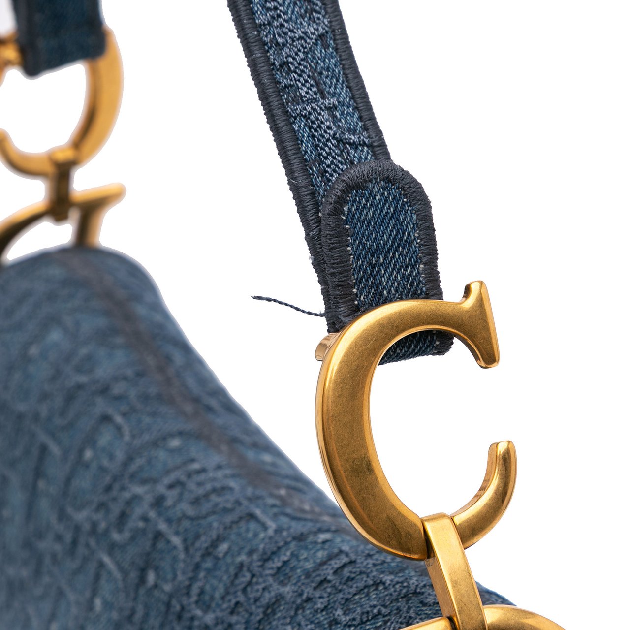 Dior Oblique Denim Embroidered Saddle Bag Blauw