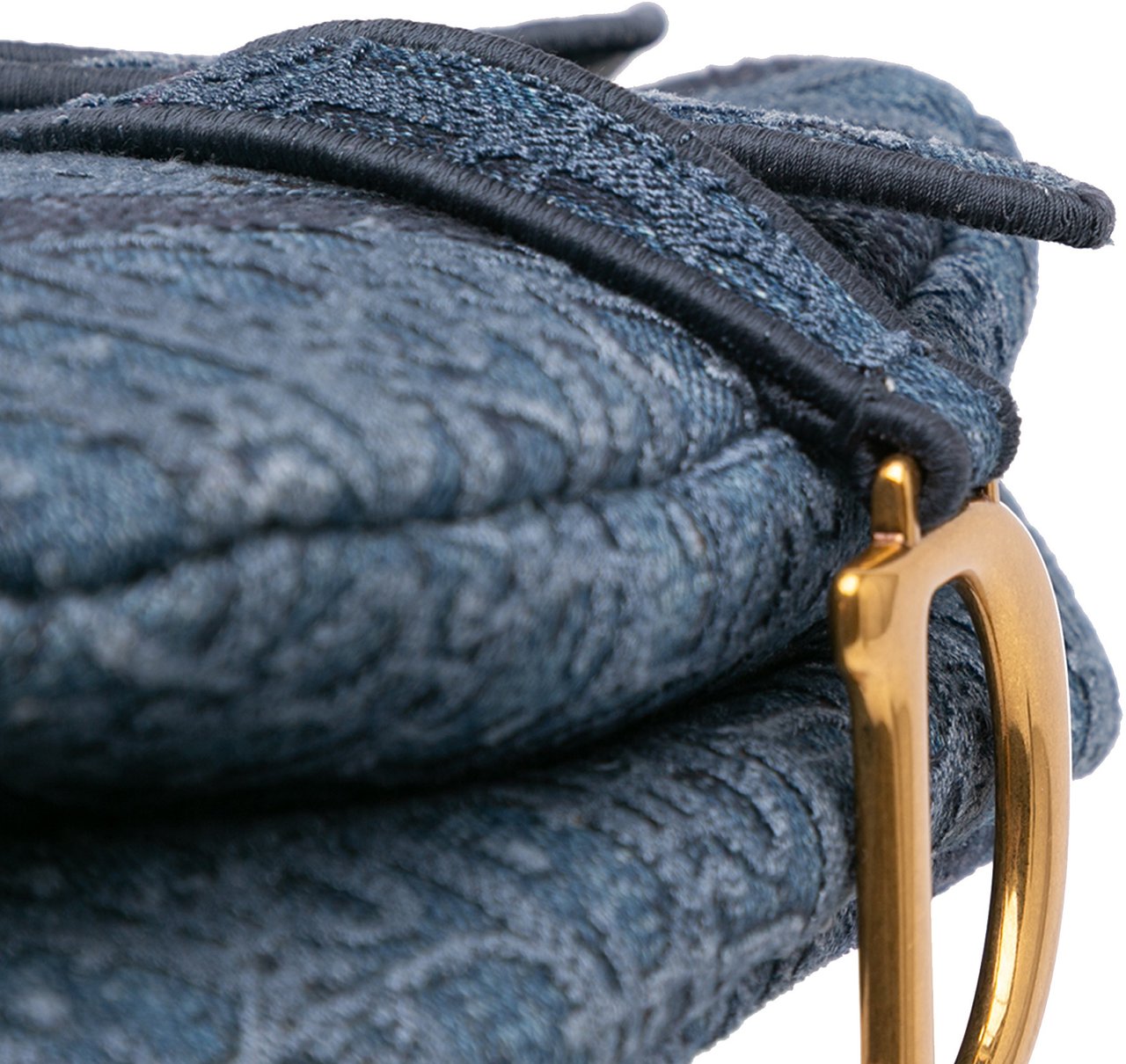 Dior Oblique Denim Embroidered Saddle Bag Blauw