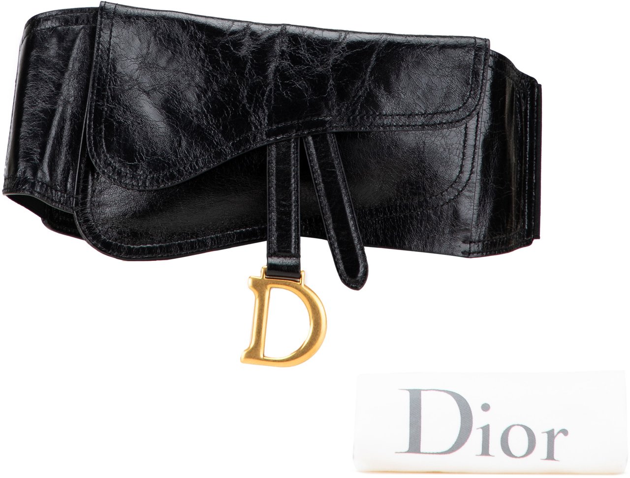Dior Crinkled Lambskin Saddle Belt Bag Zwart