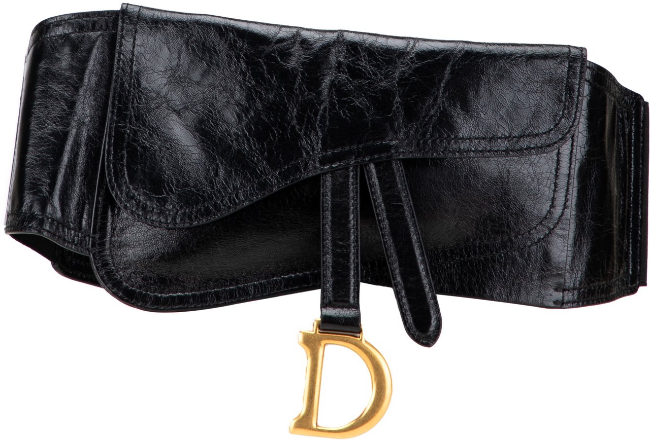 Dior Crinkled Lambskin Saddle Belt Bag Zwart