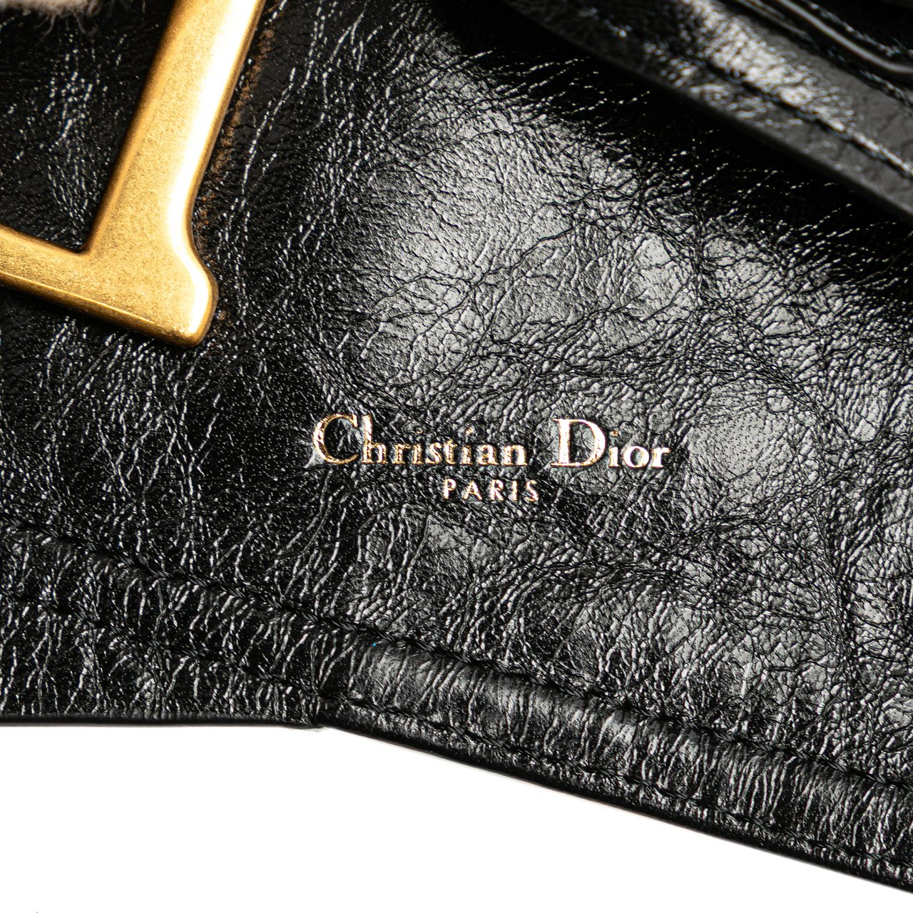 Dior Crinkled Lambskin Saddle Belt Bag Zwart
