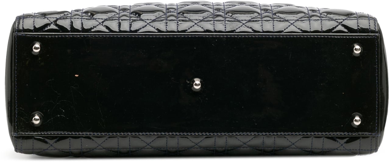 Dior Large Patent Cannage Lady Dior Blauw
