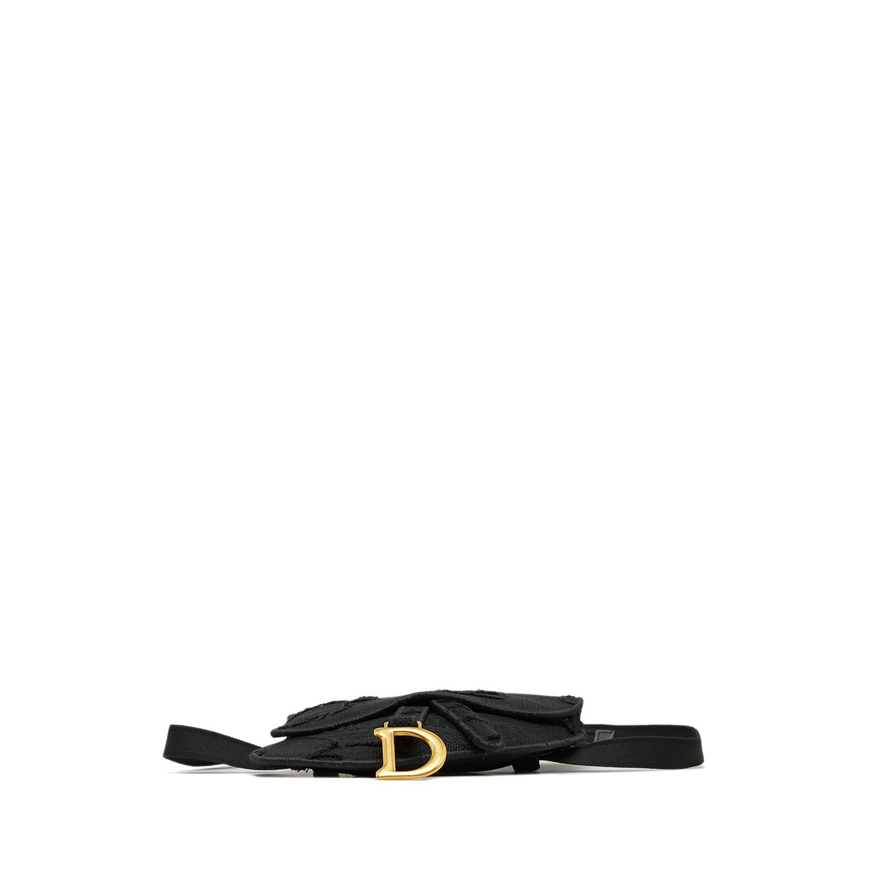 Dior Embroidered Canvas Camouflage Saddle Belt Bag Zwart