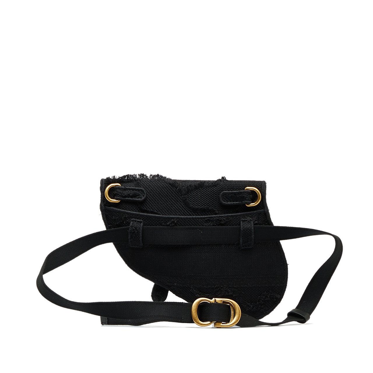 Dior Embroidered Canvas Camouflage Saddle Belt Bag Zwart