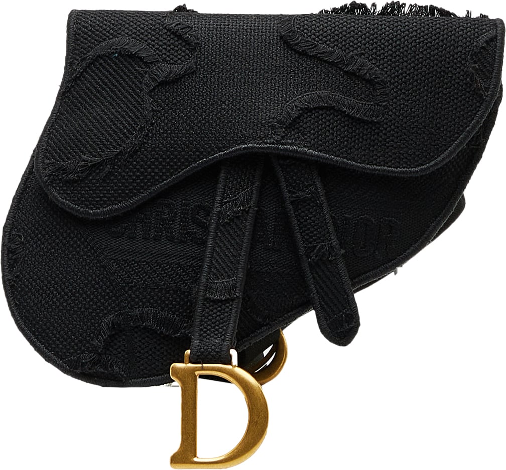 Dior Embroidered Canvas Camouflage Saddle Belt Bag Zwart