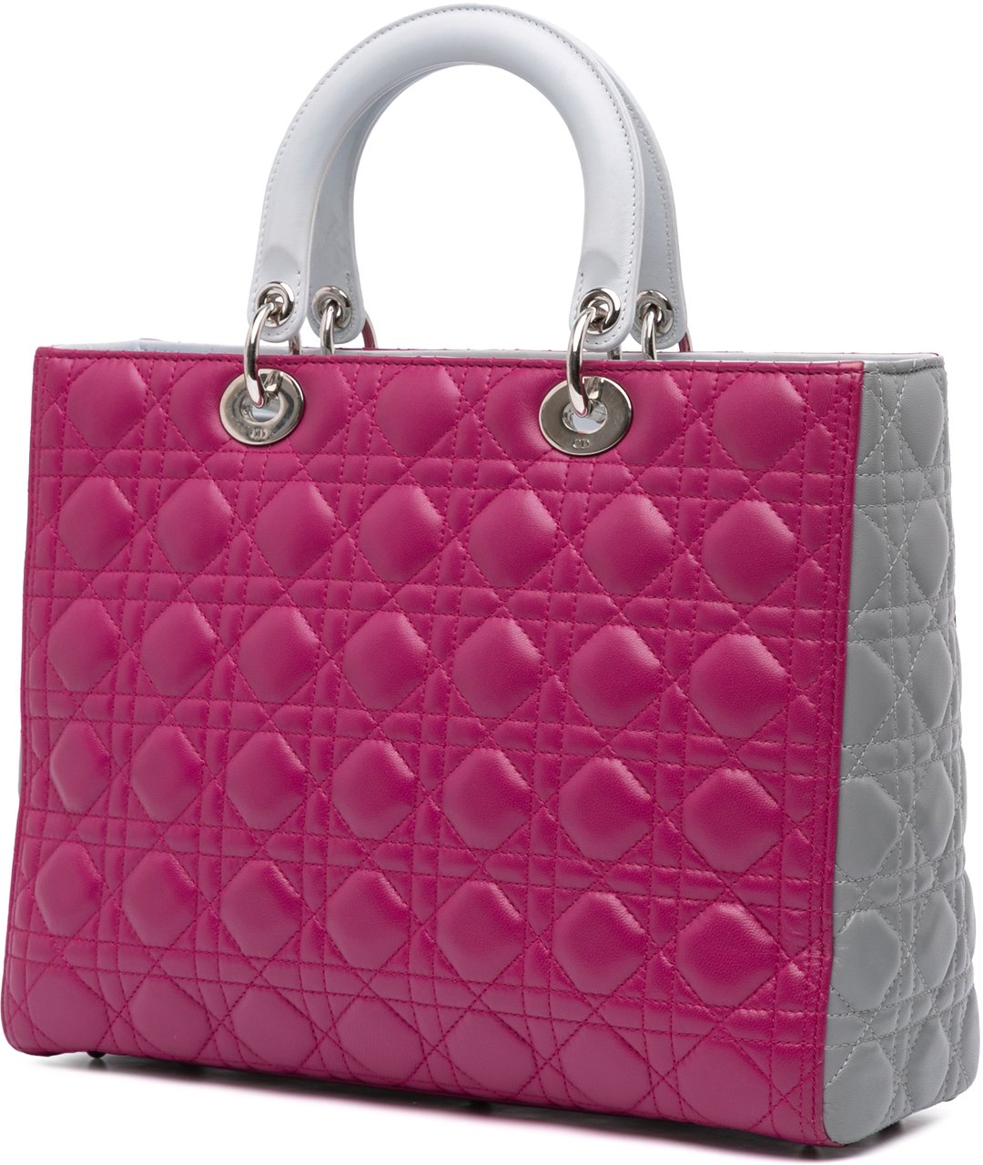 Dior Large Bicolor Lambskin Cannage Lady Dior Roze