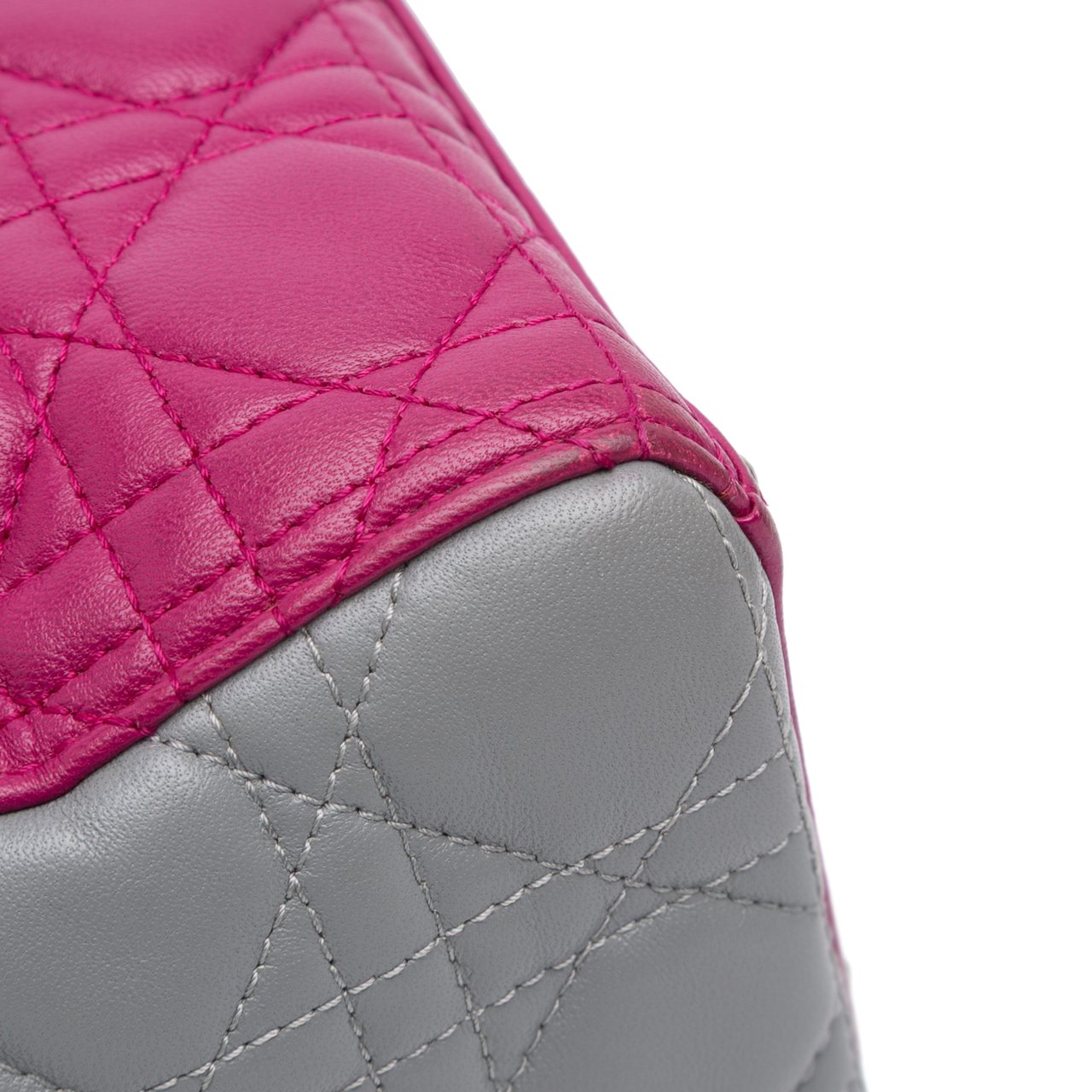 Dior Large Bicolor Lambskin Cannage Lady Dior Roze