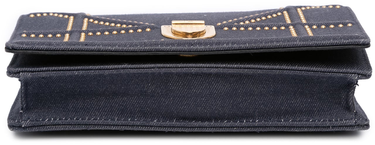 Dior Studded Denim Diorama Wallet on Chain Blauw