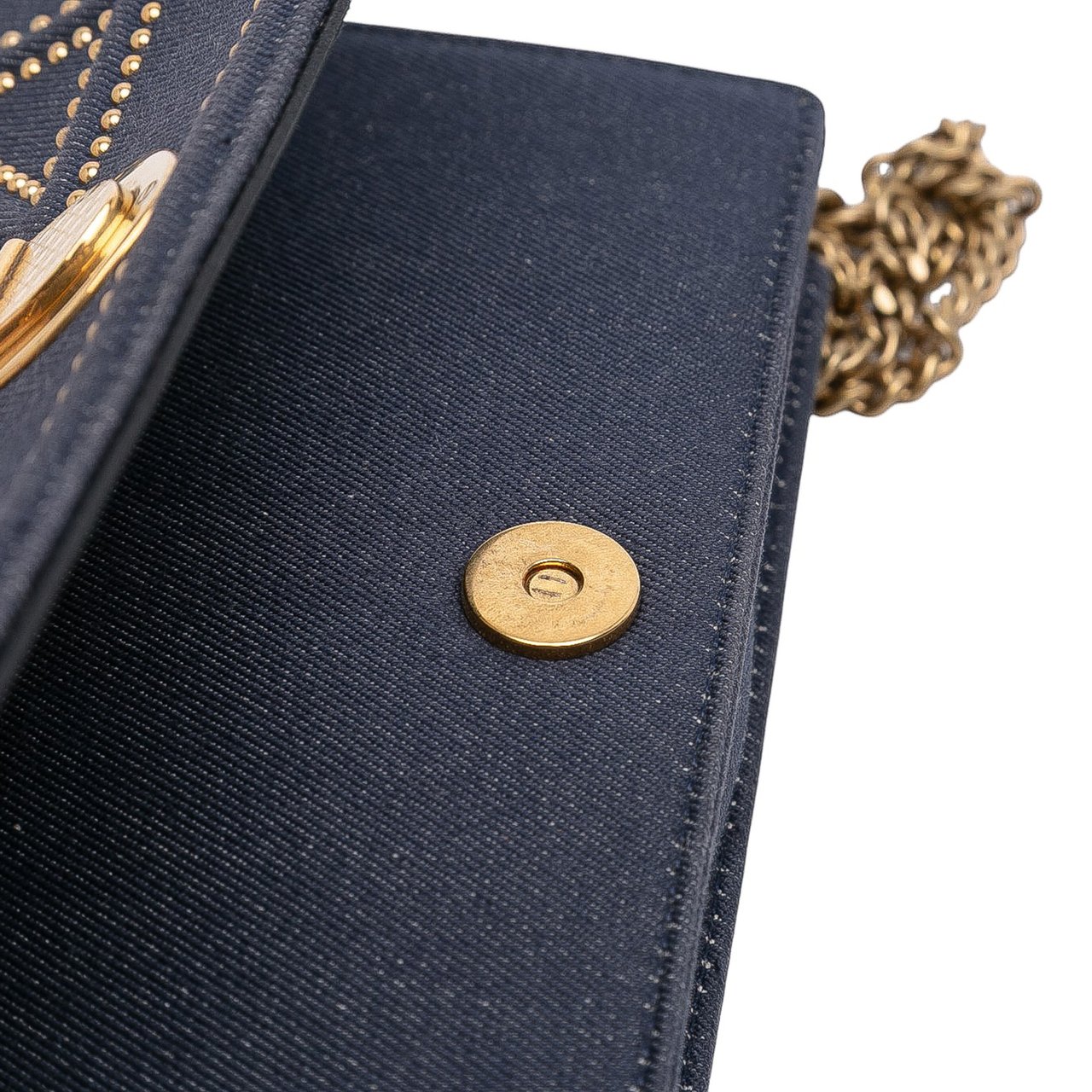 Dior Studded Denim Diorama Wallet on Chain Blauw