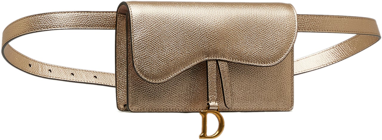 Dior Leather Saddle Belt Pouch Goud
