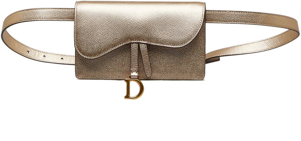 Dior Leather Saddle Belt Pouch Goud