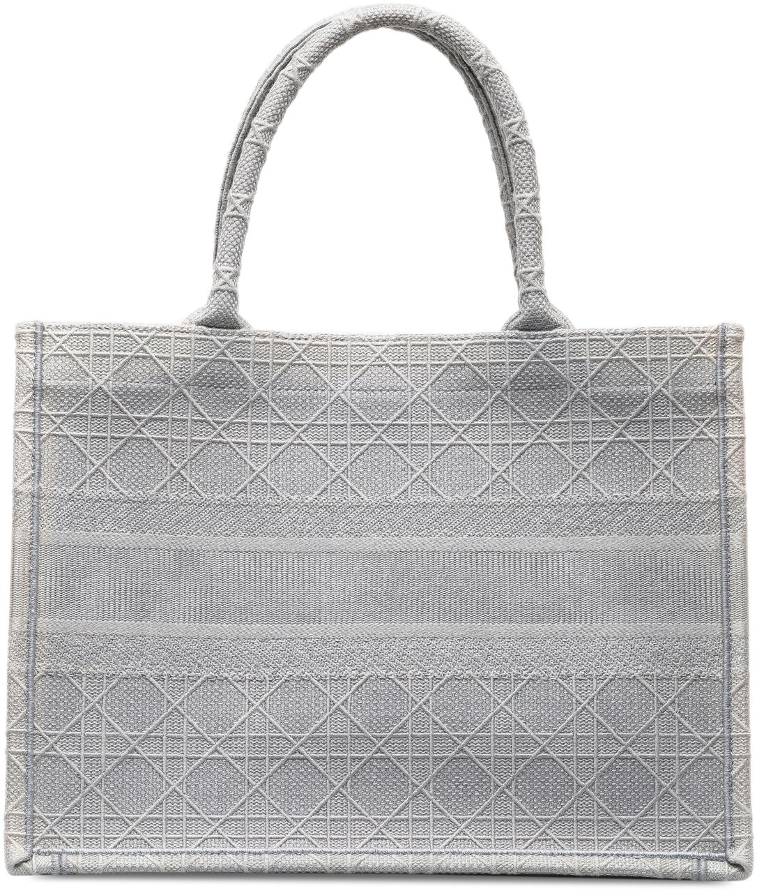 Dior Medium Cannage Embroidered Book Tote Grijs