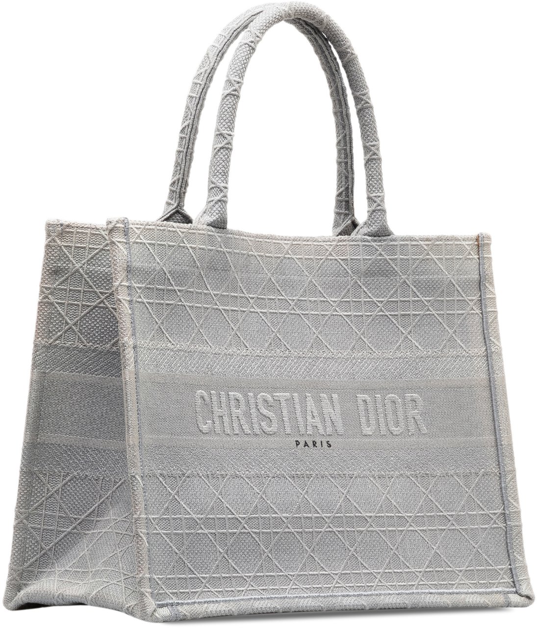 Dior Medium Cannage Embroidered Book Tote Grijs