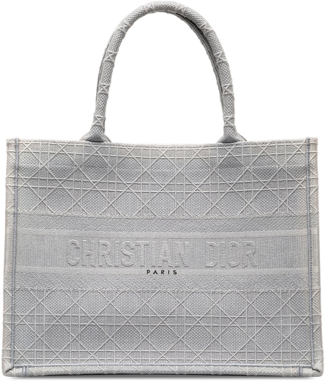 Dior Medium Cannage Embroidered Book Tote Grijs