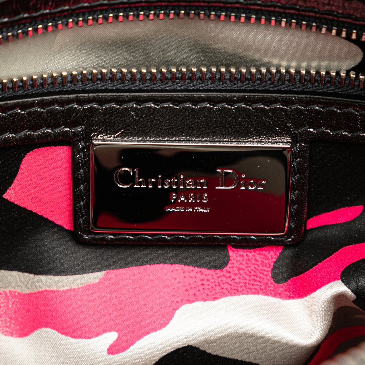 Dior Anselm Reyle Medium Metallic Lambskin Cannage Lady Dior Grijs