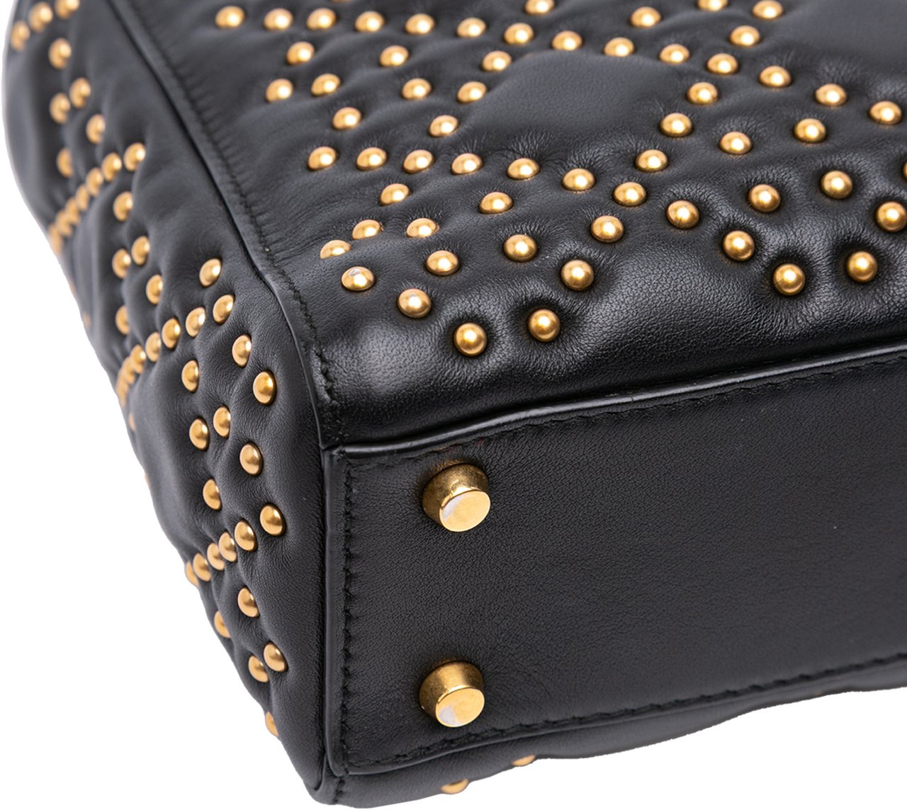 Dior Mini Lambskin Cannage Studded Supple Lady Dior Zwart
