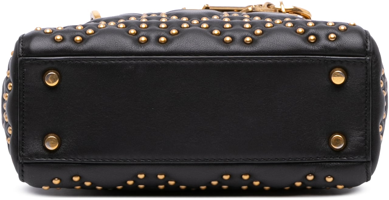 Dior Mini Lambskin Cannage Studded Supple Lady Dior Zwart