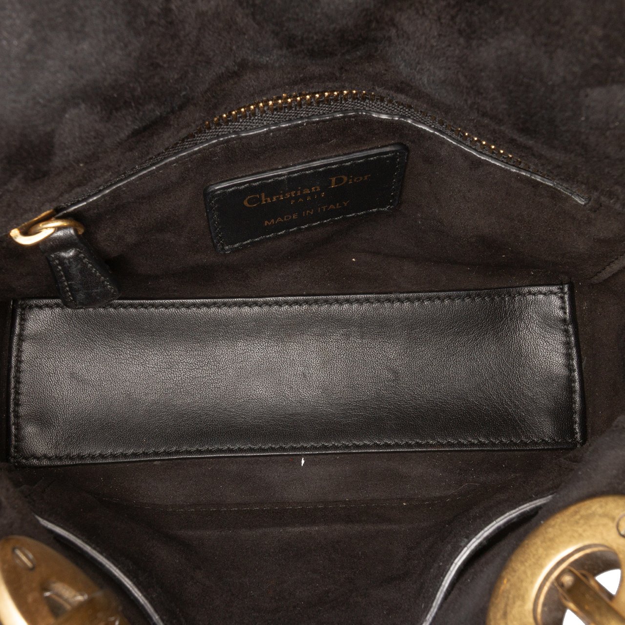 Dior Mini Lambskin Cannage Studded Supple Lady Dior Zwart