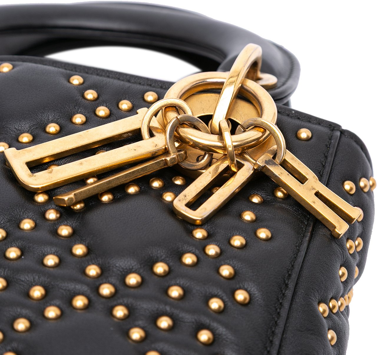 Dior Mini Lambskin Cannage Studded Supple Lady Dior Zwart
