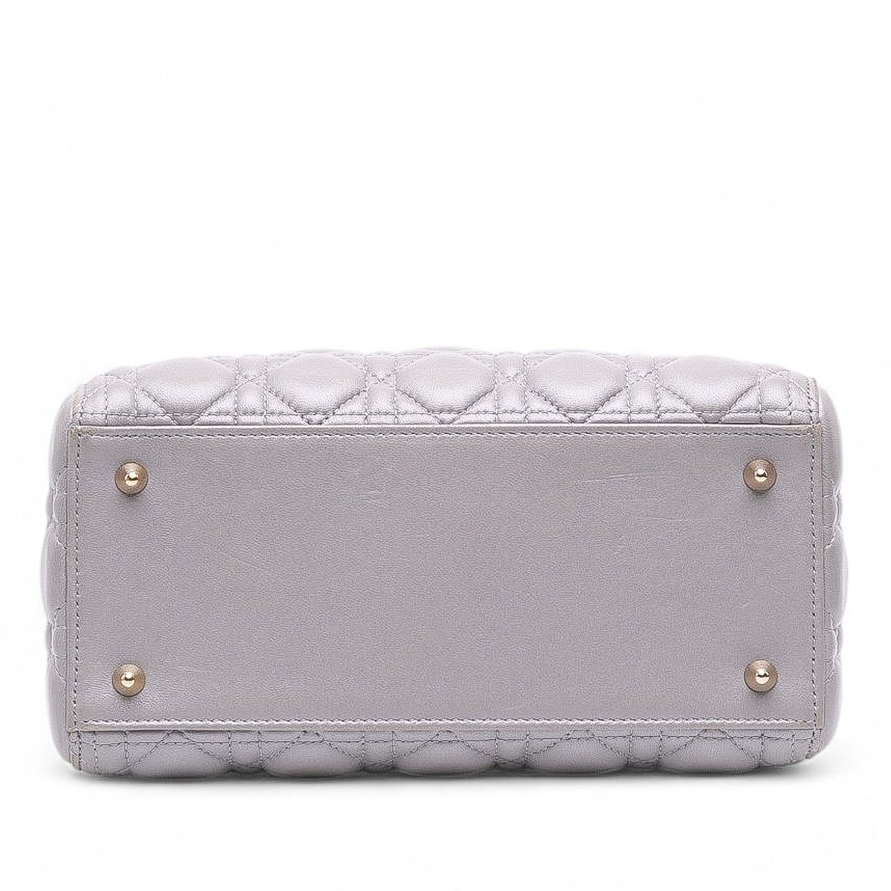 Dior Medium Pearlescent Lambskin Cannage Lady Dior Grijs