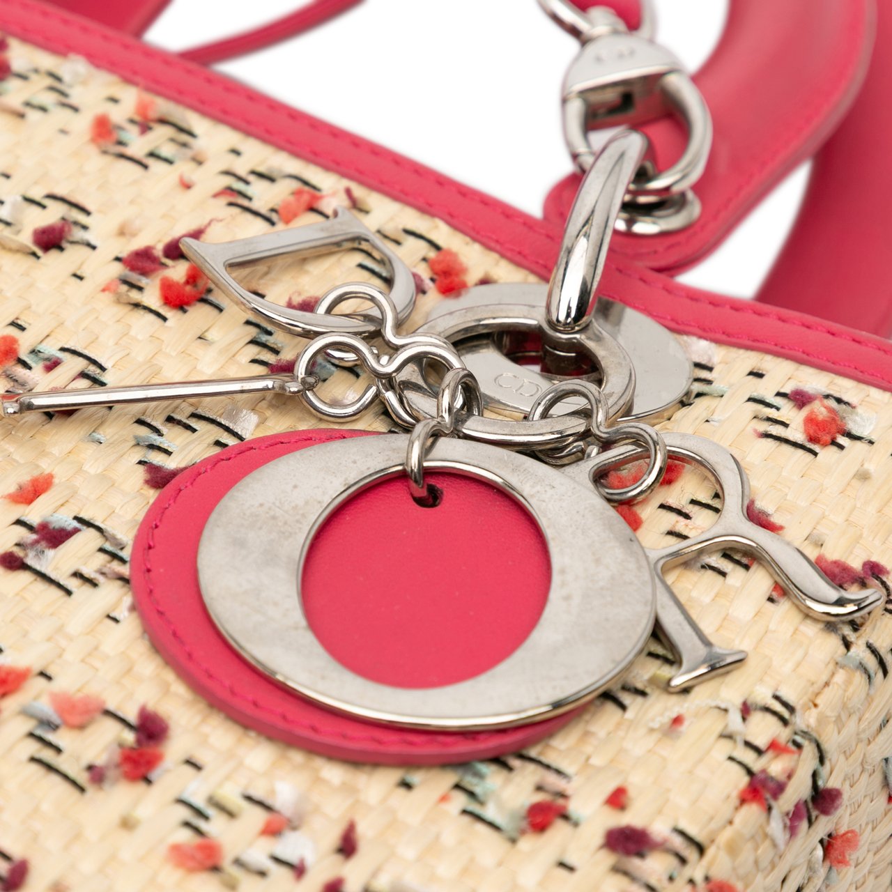 Dior Medium Woven Raffia Lady Dior Bruin
