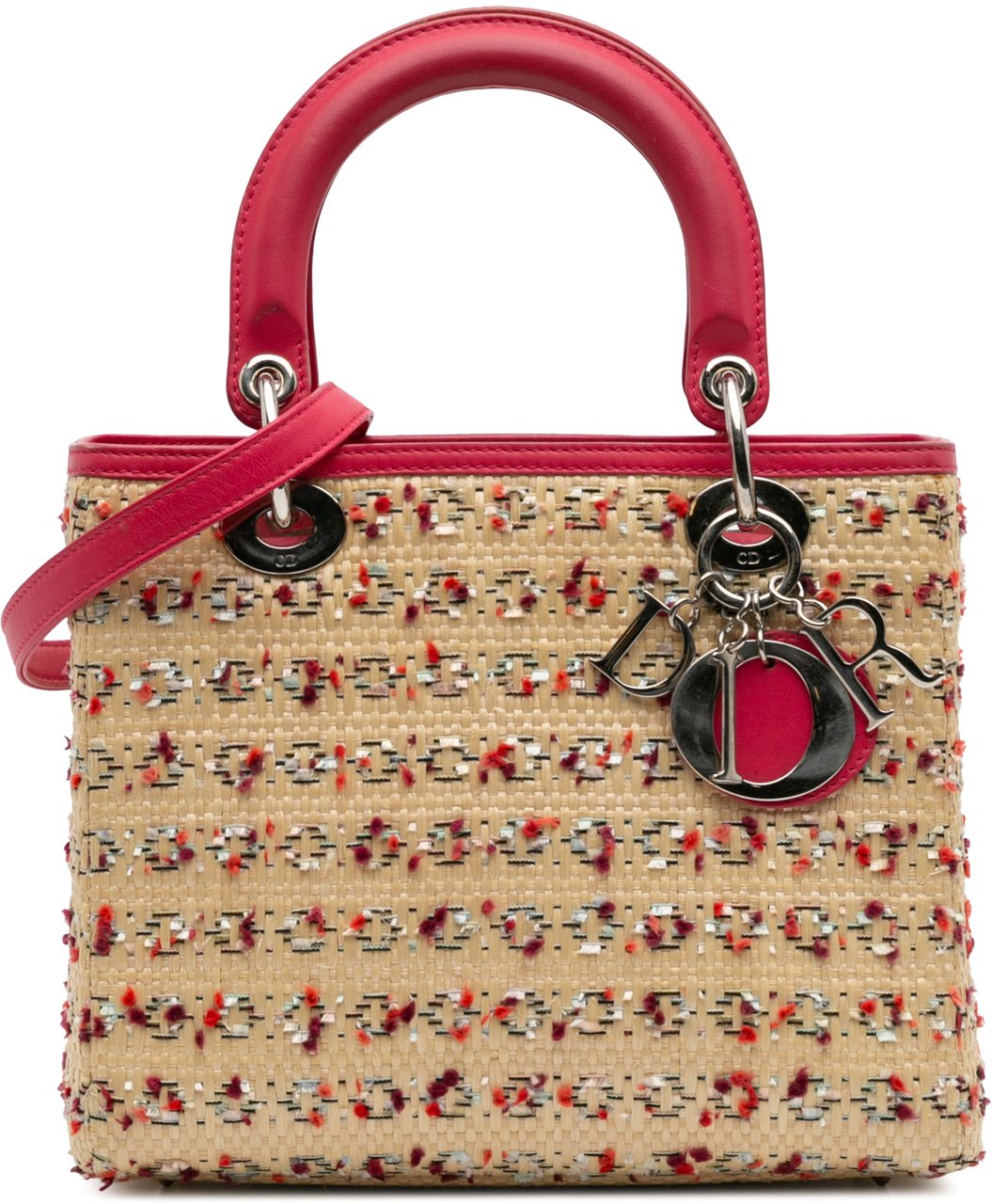 Dior Medium Woven Raffia Lady Dior Bruin