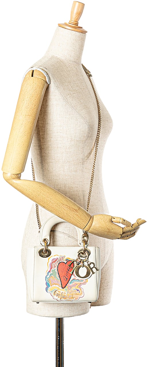 Dior DiorAmour Niki De Saint Phalle Mini Calfskin Sequins Lady Dior Wit