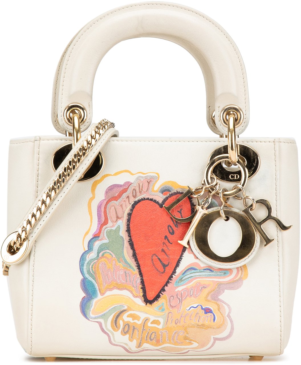 Dior Niki De Saint Phalle Mini Calfskin Dioramour Lady Dior Wit