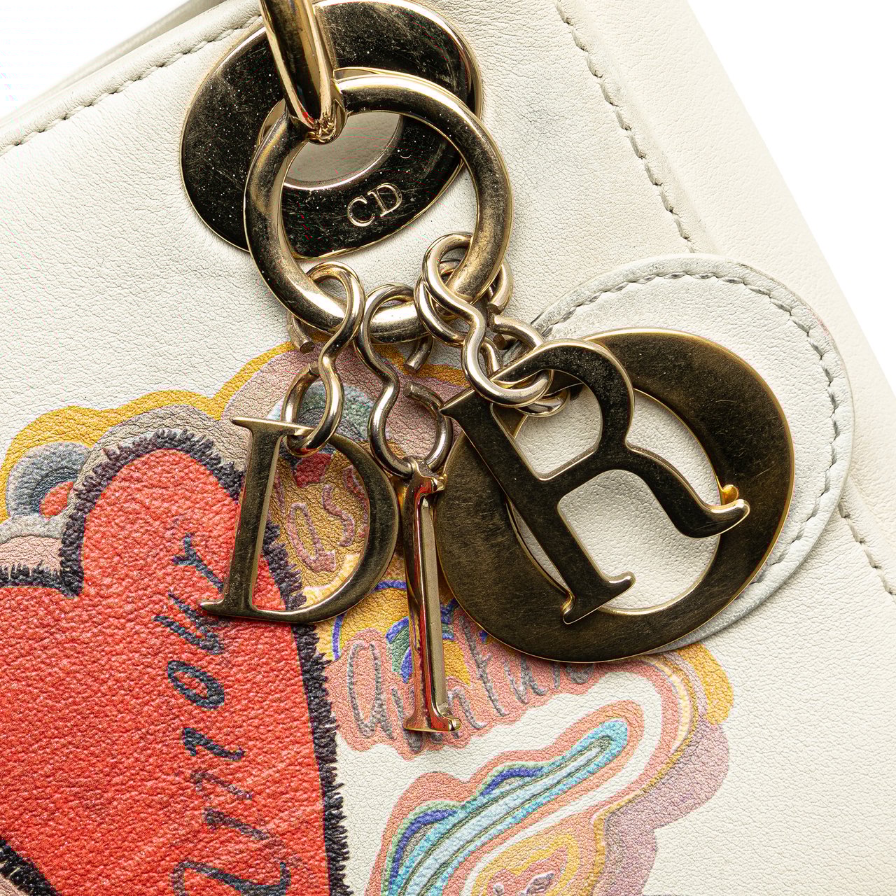 Dior DiorAmour Niki De Saint Phalle Mini Calfskin Sequins Lady Dior Wit