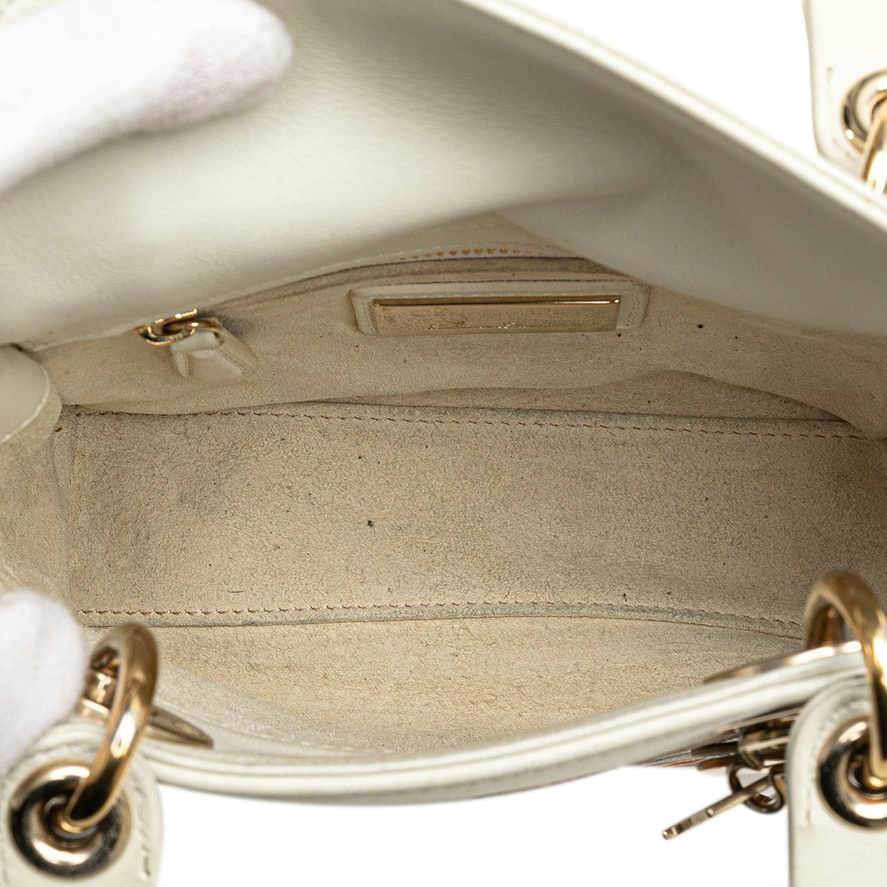 Dior DiorAmour Niki De Saint Phalle Mini Calfskin Sequins Lady Dior Wit