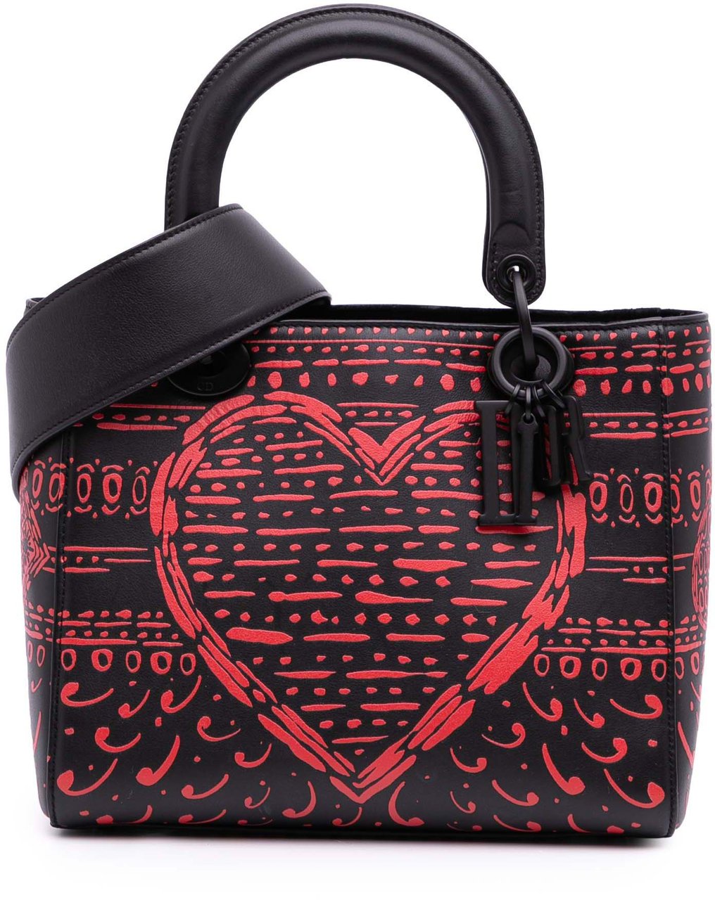 Dior Small Smooth Calfskin Painted Heart Clover Lady Dior Zwart