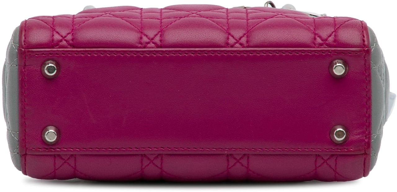 Dior Mini Tricolor Lambskin Cannage Lady Dior Roze