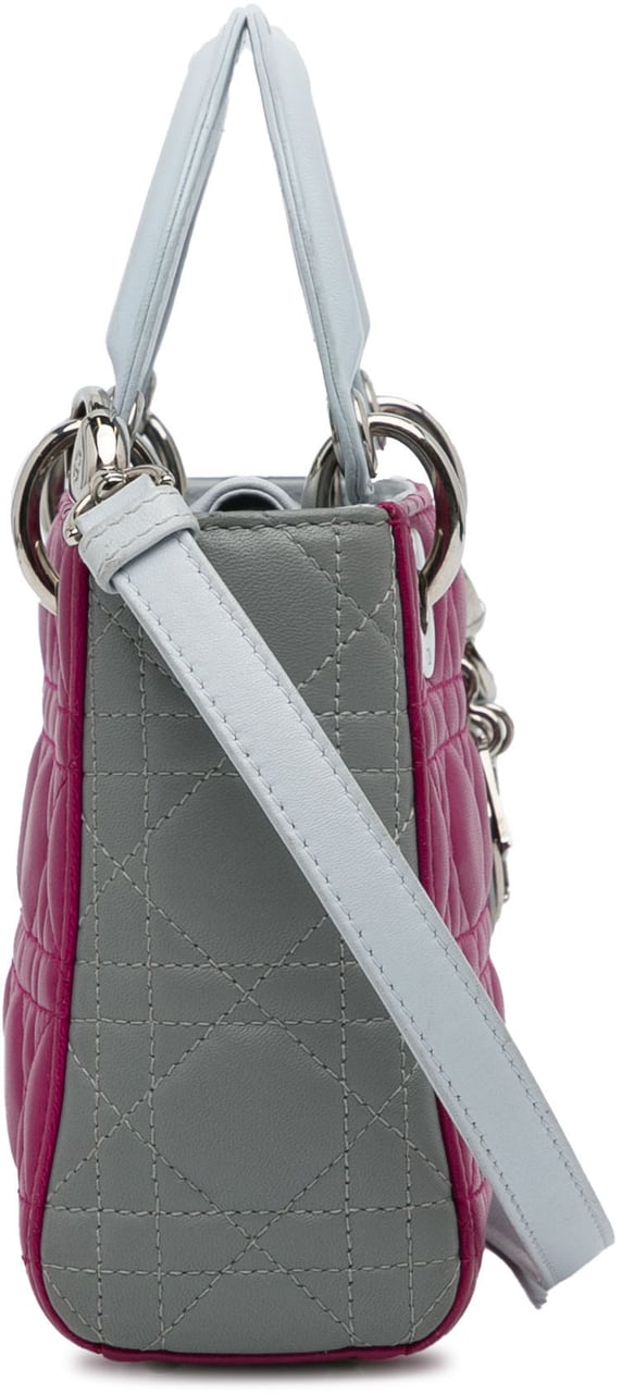 Dior Mini Tricolor Lambskin Cannage Lady Dior Roze