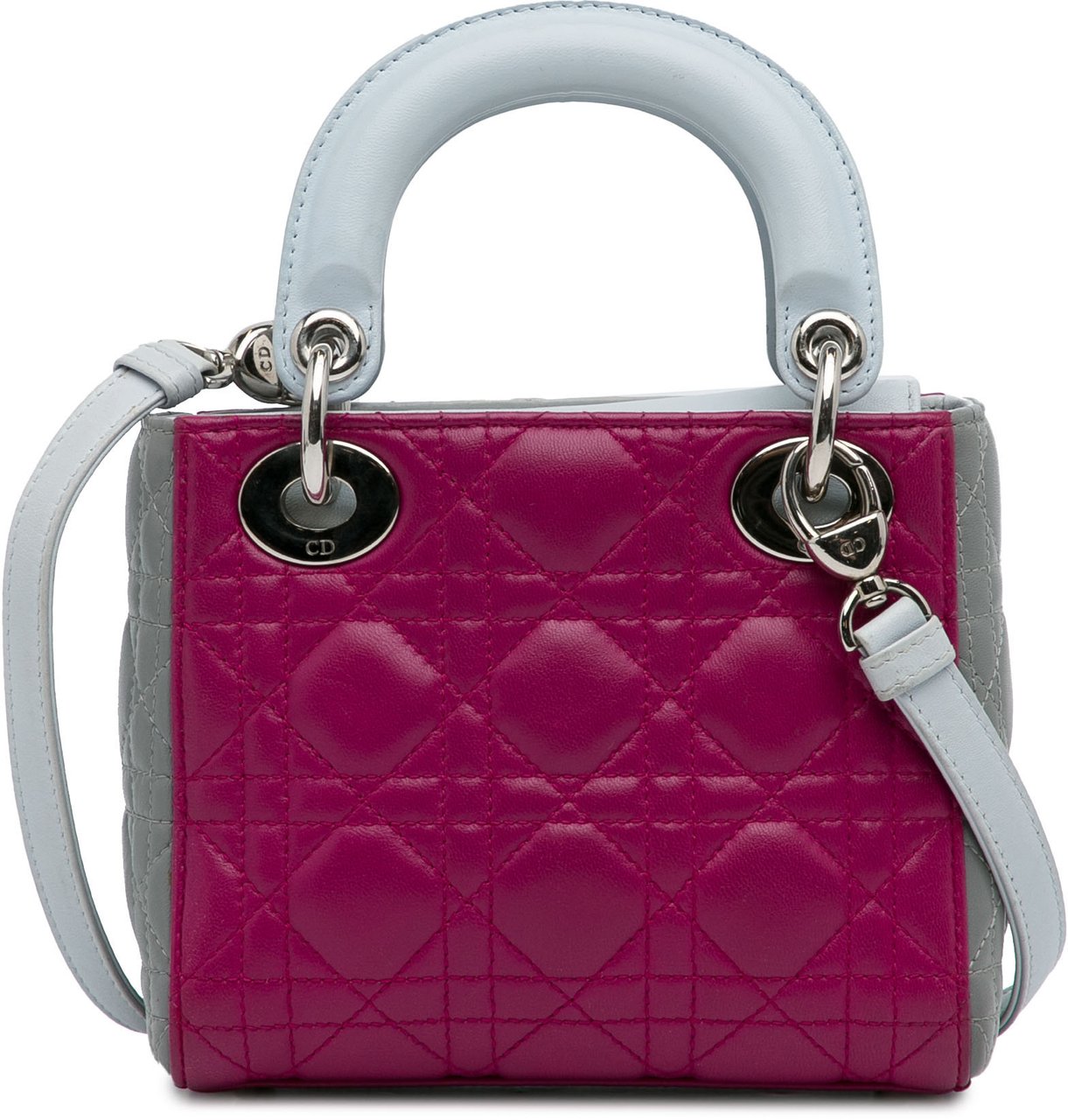 Dior Mini Tricolor Lambskin Cannage Lady Dior Roze