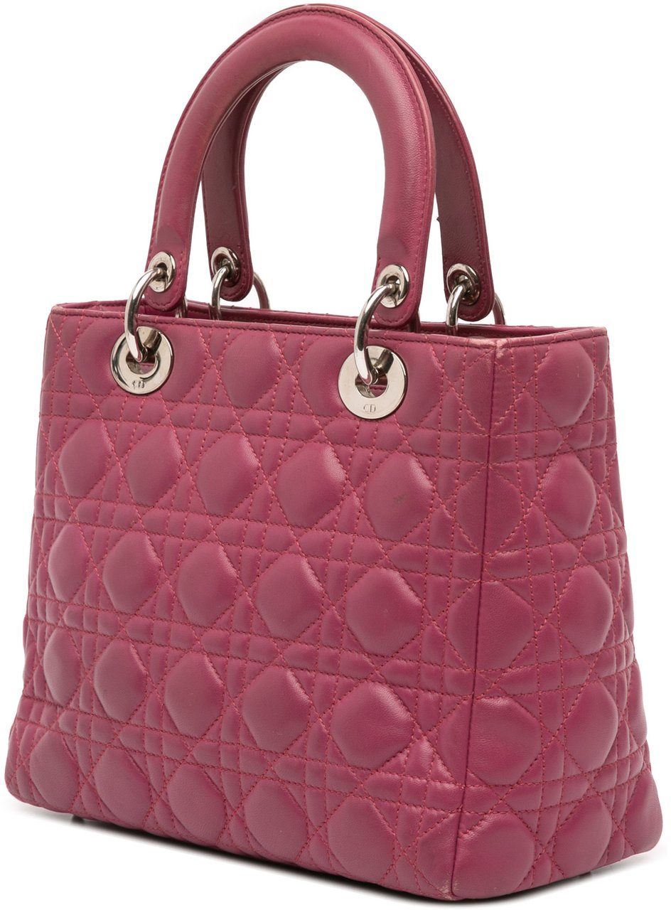 Dior Medium Lambskin Cannage Lady Dior Paars