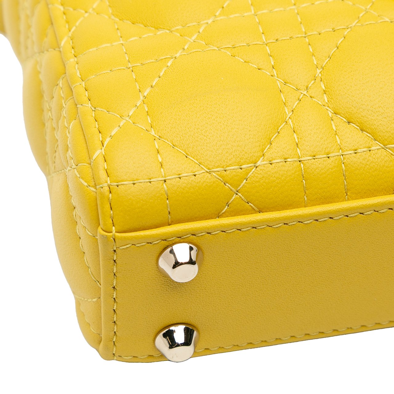Dior Micro Lambskin Cannage Lady Dior Geel