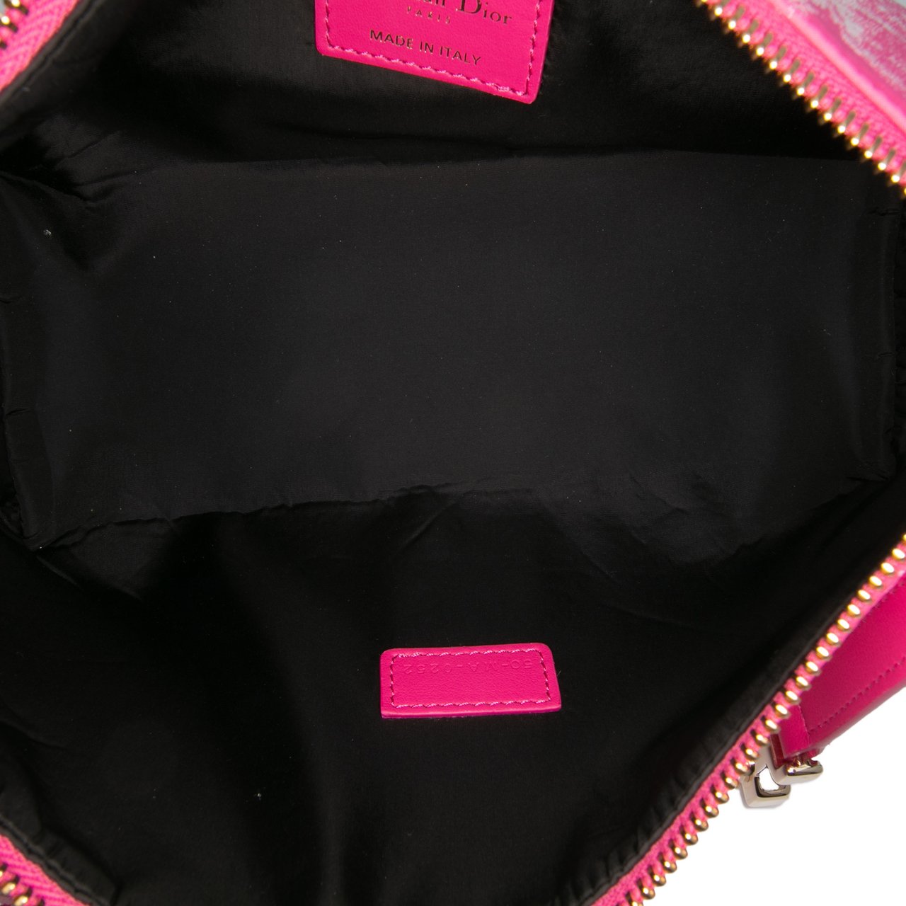 Dior Medium Technical Fabric Toile de Jouy Reverse DiorTravel Nomad Pouch Roze