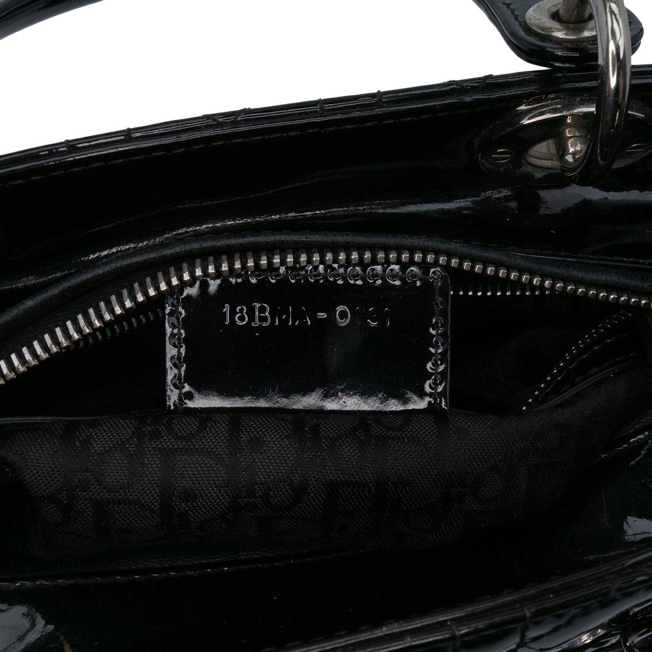 Dior Medium Patent Cannage Lady Dior Zwart