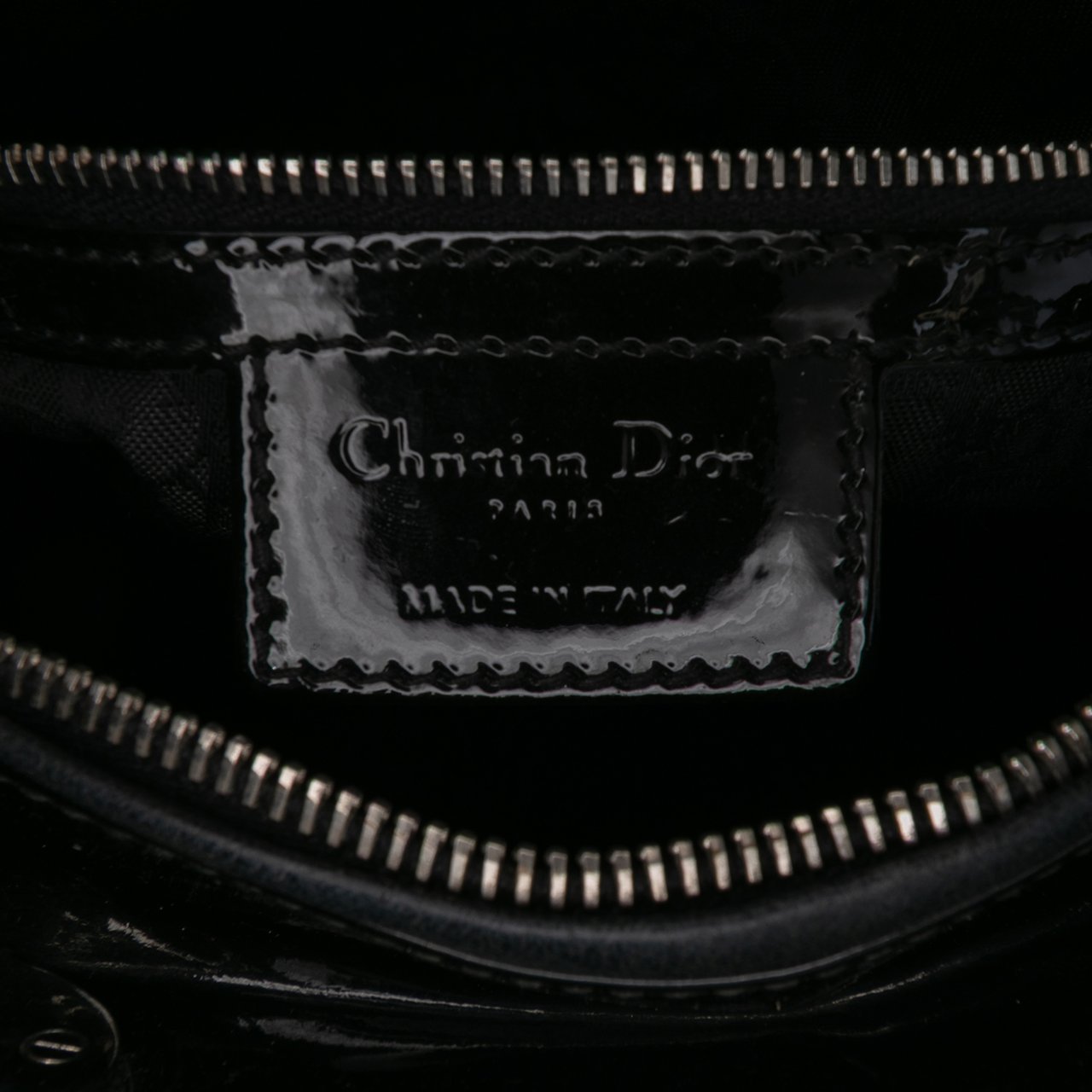 Dior Medium Patent Cannage Lady Dior Zwart
