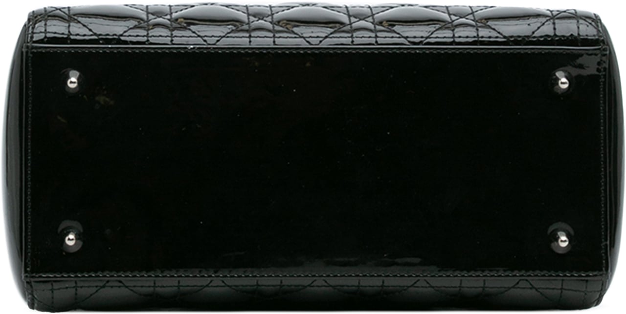 Dior Medium Patent Cannage Lady Dior Zwart