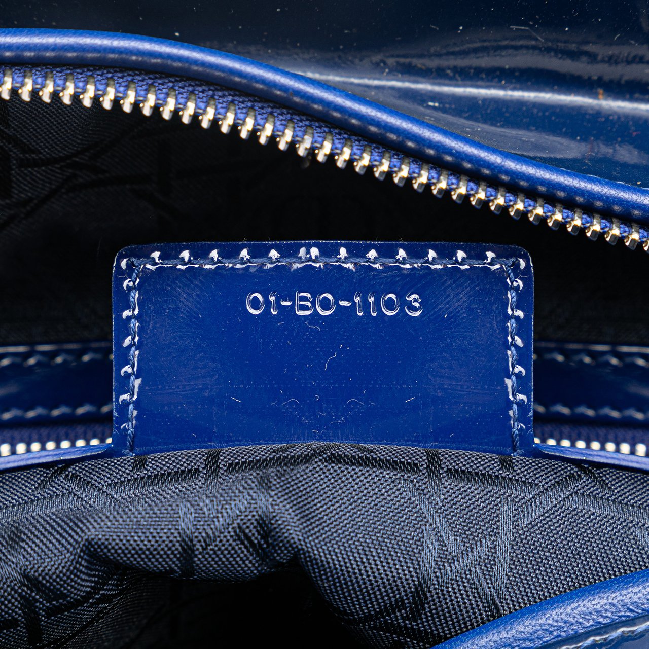 Dior Large Patent Cannage Lady Dior Blauw