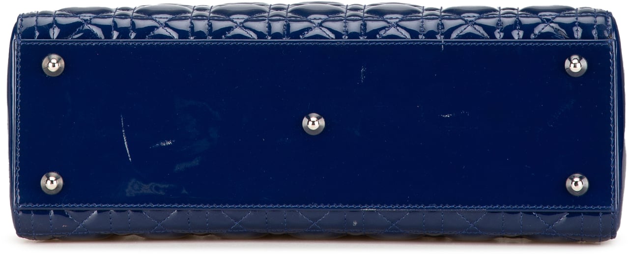 Dior Large Patent Cannage Lady Dior Blauw