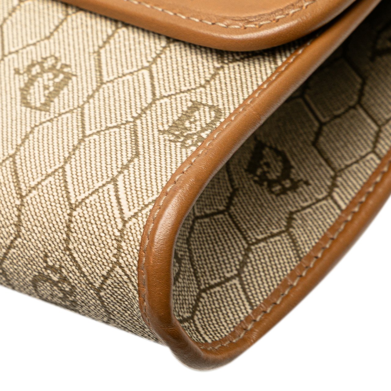 Dior Honeycomb Canvas Chain Shoulder Bag Bruin