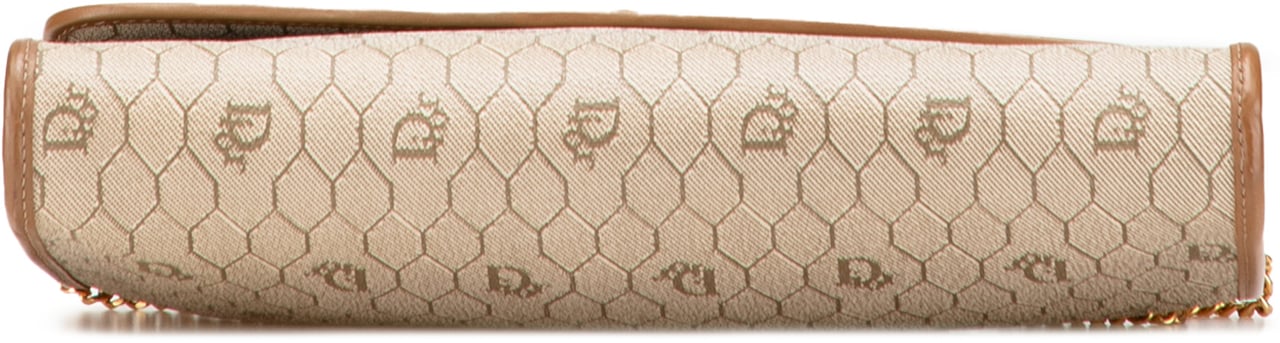 Dior Honeycomb Canvas Chain Shoulder Bag Bruin