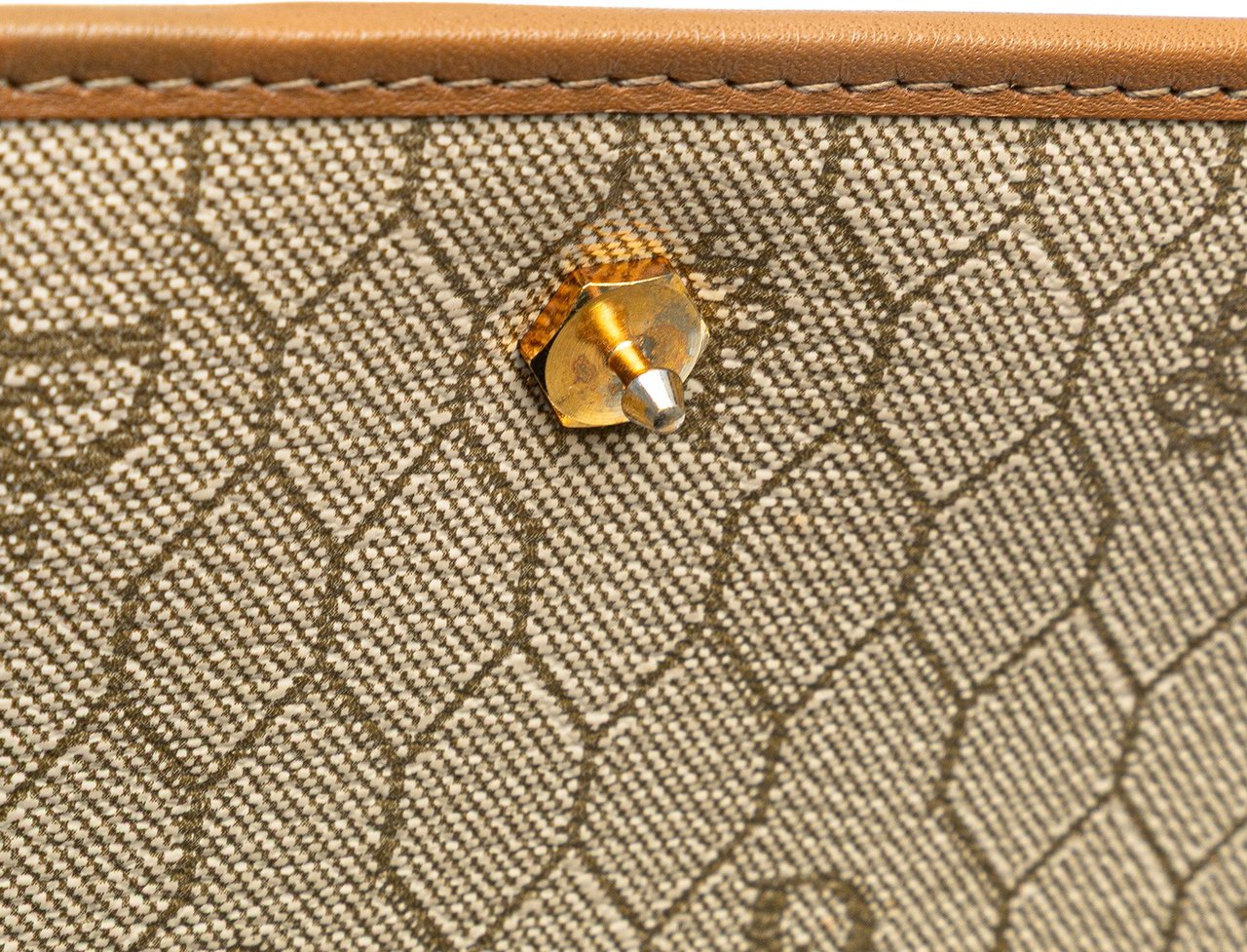 Dior Honeycomb Canvas Chain Shoulder Bag Bruin