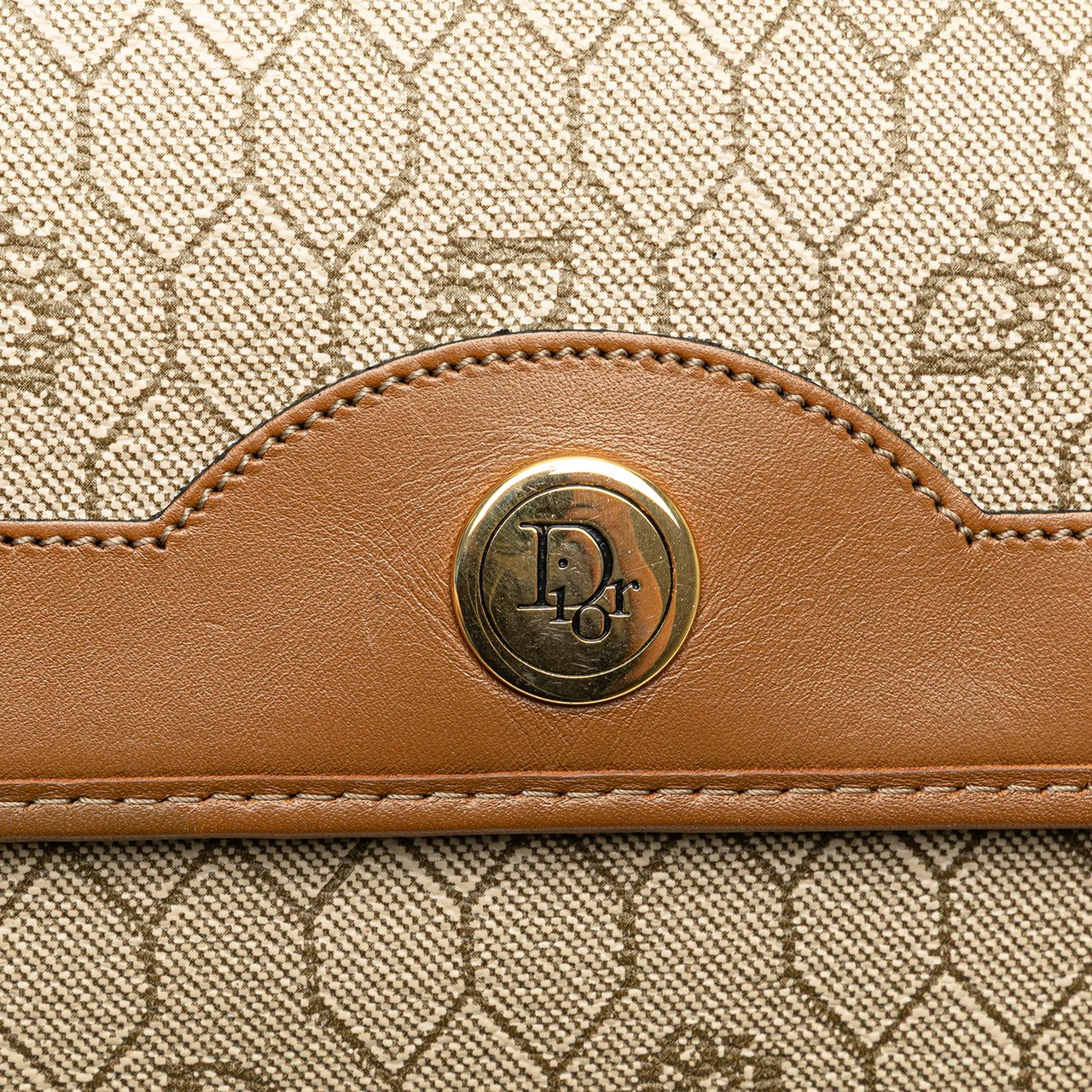 Dior Honeycomb Canvas Chain Shoulder Bag Bruin