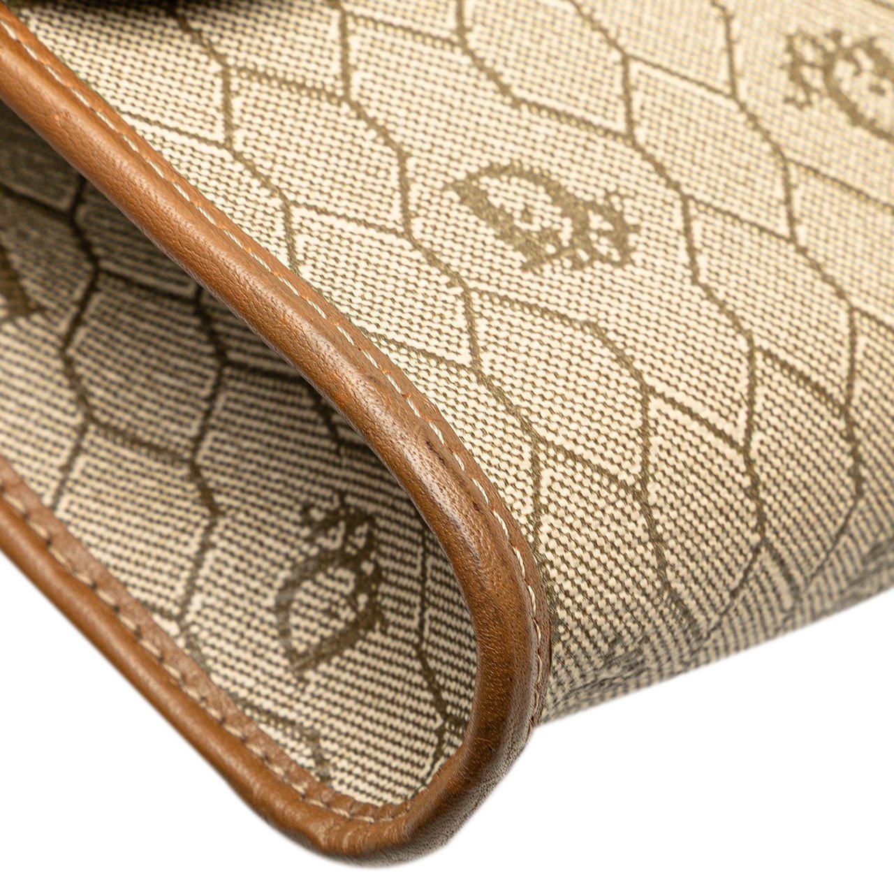 Dior Honeycomb Canvas Chain Shoulder Bag Bruin